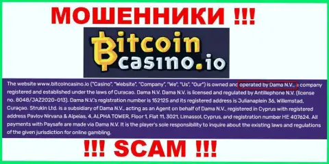 Организация Bitcoin Casino находится под крылом организации Dama N.V.