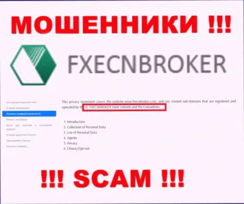 FXECNBroker - это internet мошенники, а управляет ими юридическое лицо IC FXECNBROKER Saint Vincent and the Grenadines