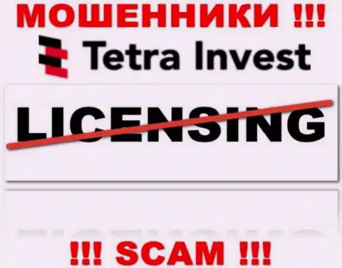 Лицензию аферистам не выдают, именно поэтому у мошенников Tetra Invest ее нет