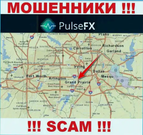 PulseFX - это обманная организация, зарегистрированная в офшорной зоне на территории Grand Prairie, Texas