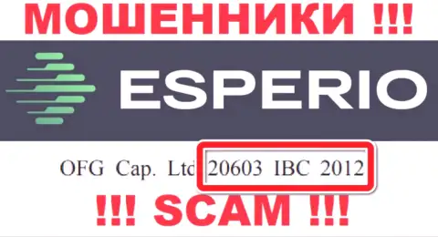 Эсперио - регистрационный номер воров - 20603 IBC 2012
