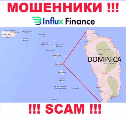 Организация ИнФлукс Финанс - кидалы, находятся на территории Commonwealth of Dominica, а это оффшорная зона