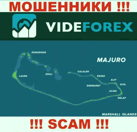 Компания Vide Forex имеет регистрацию довольно далеко от своих клиентов на территории Majuro, Marshall Islands