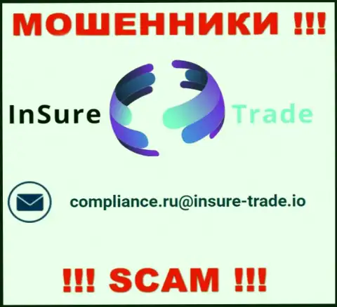 Компания InSure-Trade Io не скрывает свой электронный адрес и показывает его на своем сайте