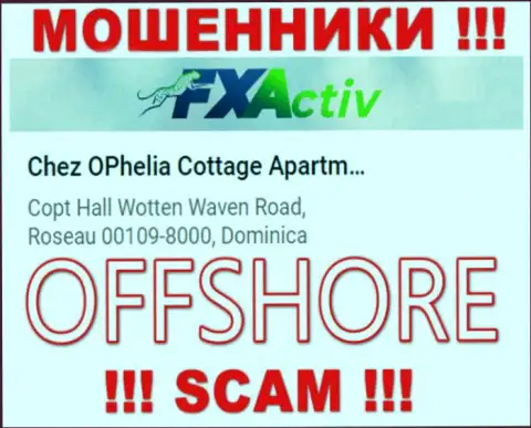 Контора ФИкс Актив указывает на онлайн-ресурсе, что находятся они в оффшорной зоне, по адресу Chez OPhelia Cottage ApartmentsCopt Hall Wotten Waven Road, Roseau 00109-8000, Dominica