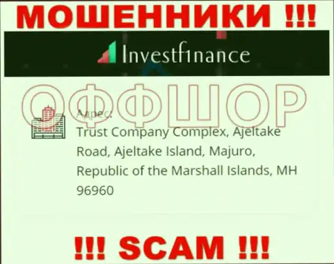 Довольно опасно иметь дело, с такими мошенниками, как контора Инвест Ф1инанс, ведь скрываются они в оффшорной зоне - Trust Company Complex, Ajeltake Road, Ajeltake Island, Majuro, Republic of the Marshall Islands, MH 96960