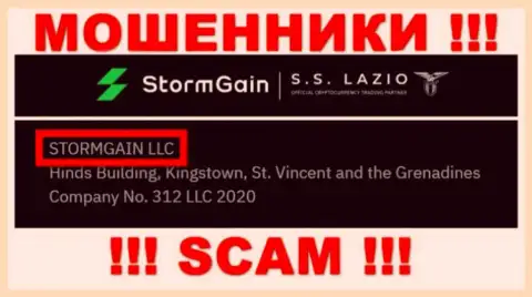 Сведения о юридическом лице StormGain - это контора STORMGAIN LLC