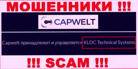 Юридическое лицо организации Cap Welt - это КЛДЦ Техникал Системс, информация позаимствована с официального web-портала