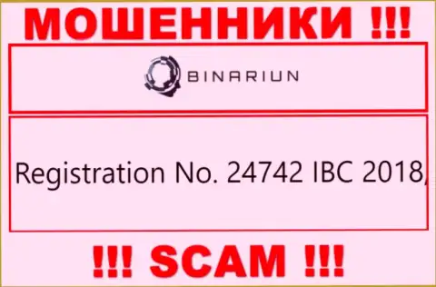Регистрационный номер организации Binariun, которую стоит обходить стороной: 24742 IBC 2018