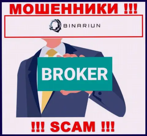 Сотрудничая с Binariun, рискуете потерять вложенные денежные средства, т.к. их Broker - это разводняк