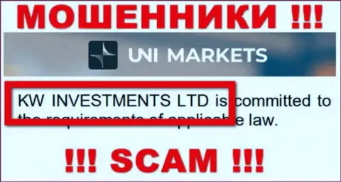 Руководителями UNIMarkets Com оказалась компания - КВ Инвестментс Лтд