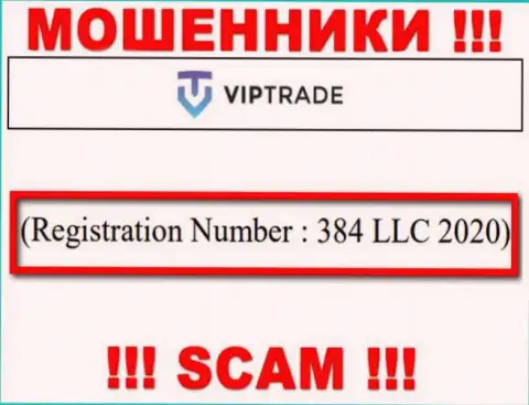 Номер регистрации компании Vip Trade: 384 LLC 2020