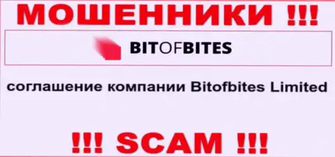 Юридическим лицом, владеющим internet-махинаторами BitOfBites Com, является Bitofbites Limited
