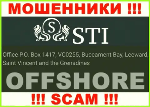 СТИ - это мошенническая компания, расположенная в оффшоре Office P.O. Box 1417, VC0255, Buccament Bay, Leeward, Saint Vincent and the Grenadines, будьте очень внимательны