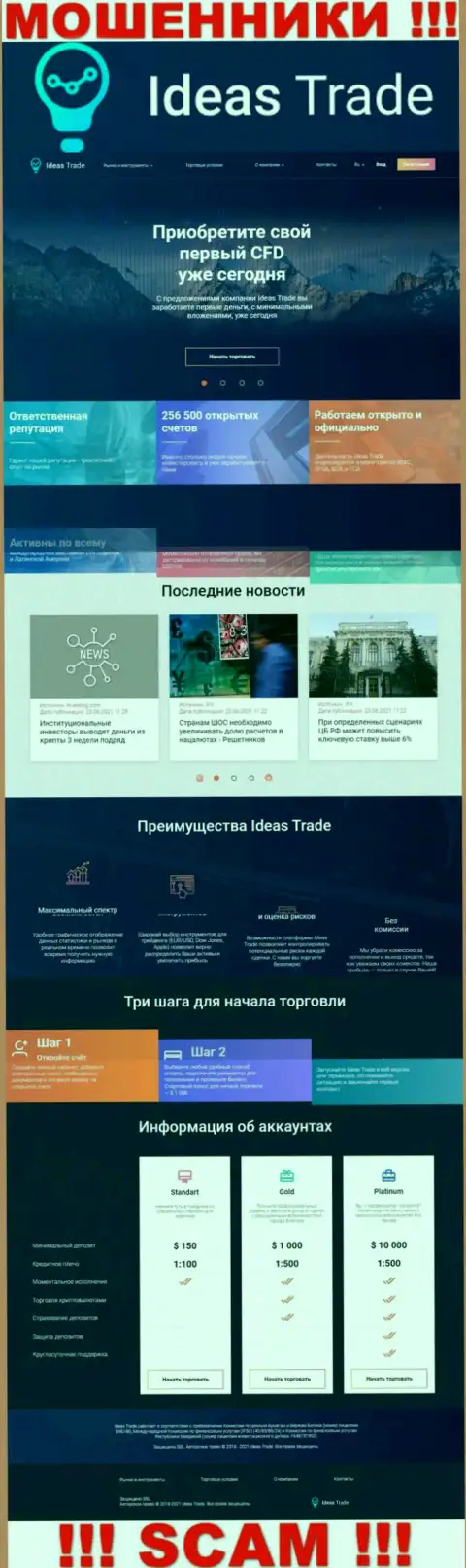 Официальный сайт мошенников ИдеасТрейд