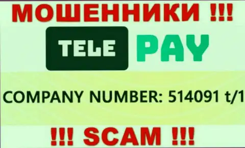 Регистрационный номер TelePay, который представлен мошенниками на их сайте: 514091 t/1