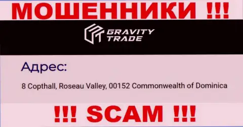 IBC 00018 8 Copthall, Roseau Valley, 00152 Commonwealth of Dominica - это офшорный официальный адрес Гравити Трейд, приведенный на информационном ресурсе данных шулеров