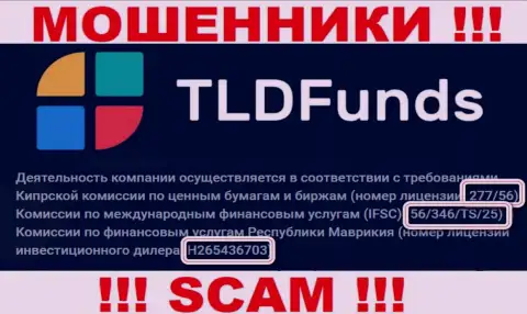ТЛД Фондс представили на веб-сервисе лицензию, только ее существование мошеннической их сути не изменит