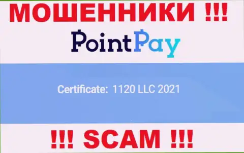 Регистрационный номер ПоинтПэй Ио, который размещен жуликами на их веб-ресурсе: 1120 LLC 2021