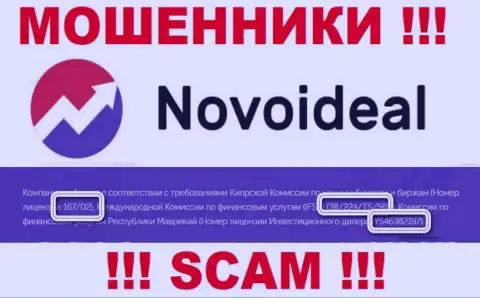 Не работайте с конторой Novo Ideal, даже зная их лицензию, предоставленную на информационном сервисе, Вы не убережете свои вложения