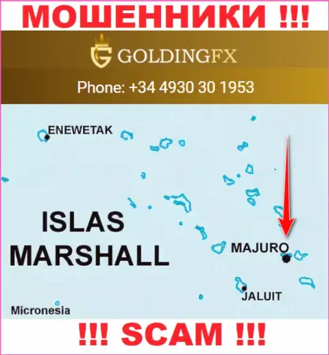С internet-мошенником Golding FX весьма рискованно совместно работать, они зарегистрированы в оффшорной зоне: Majuro, Marshall Islands