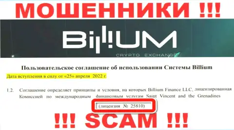 Вы не сумеете вернуть назад денежные средства с Billium Finance LLC, показанная на интернет-ресурсе лицензия в этом не сможет помочь