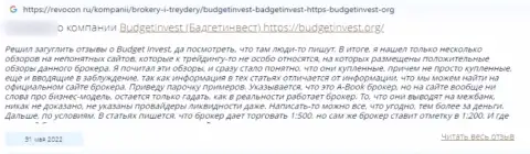Автор комментария сообщает о том, что BudgetInvest Org - это ВОРЮГИ !!! Связываться с которыми рискованно