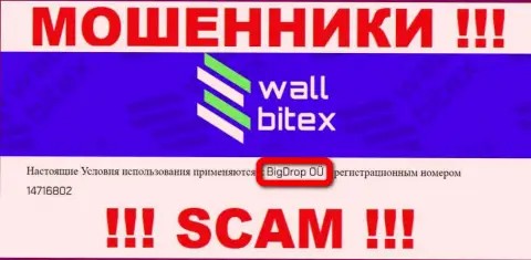 WallBitex - это АФЕРИСТЫ !!! Владеет указанным разводняком БигДроп ОЮ
