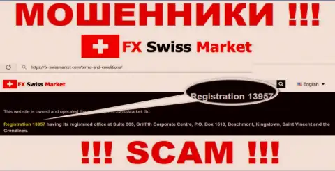 Как представлено на официальном сайте шулеров FX-SwissMarket Com: 13957 - это их номер регистрации