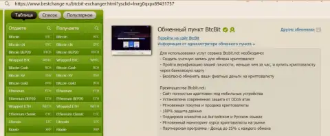 Информация о мобильной приспособленности сайта обменного online-пункта БТЦ Бит, размещенная на web-ресурсе bestchange ru