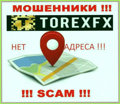 TorexFX не предоставили свое местонахождение, на их веб-портале нет информации об адресе регистрации
